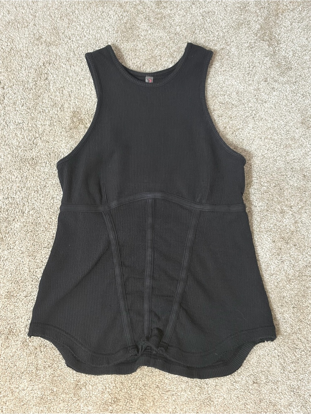FP Movement by Free People Black Ribbed Corset-Style Tank
